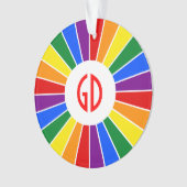 RAINBOW FLAG BUTTON RAYS + Ihr Zeichen oder Monogr Ornament (Vorderseite)