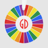 RAINBOW FLAG BUTTON RAYS + Ihr Zeichen oder Monogr Ornament (Vorderseite)