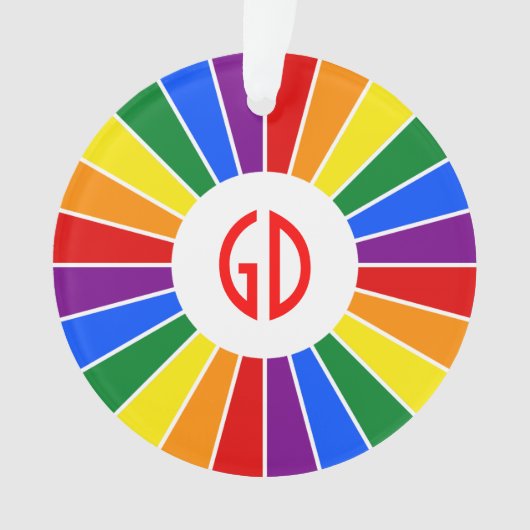 RAINBOW FLAG BUTTON RAYS + Ihr Zeichen oder Monogr Ornament (Vorderseite)