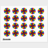 RAINBOW FLAG BUTTON RAYS + Ihr Zeichen oder Monogr Runder Aufkleber (Blatt)