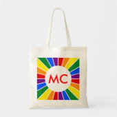 RAINBOW FLAG BUTTON RAYS + Ihr Zeichen oder Monogr Tragetasche (Vorne)