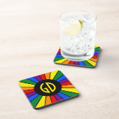 RAINBOW FLAG BUTTON RAYS + Ihr Zeichen oder Monogr Untersetzer (Rechte Seite)