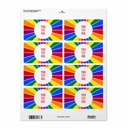 RAINBOW FLAG BUTTON RAYS + Ihr Zeichen oder Text (Vorne)