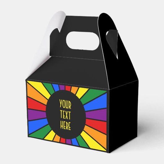 RAINBOW FLAG BUTTON RAYS + Ihr Zeichen oder Text Geschenkschachtel (Vorderseite)