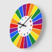 RAINBOW FLAG BUTTON RAYS + Ihr Zeichen oder Text Große Wanduhr (Winkel)