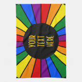 RAINBOW FLAG BUTTON RAYS + Ihr Zeichen oder Text Handtuch (Vertikal)
