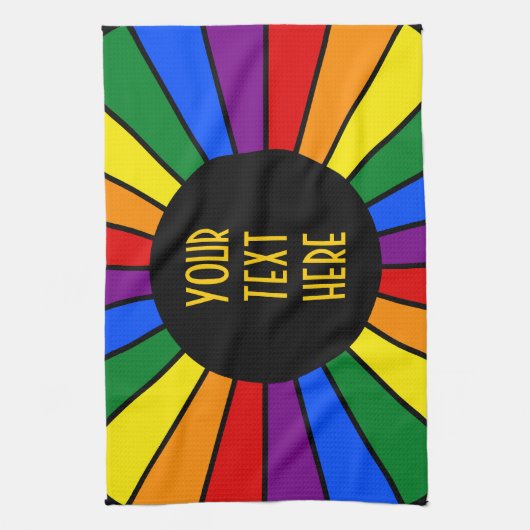 RAINBOW FLAG BUTTON RAYS + Ihr Zeichen oder Text Handtuch (Vertikal)