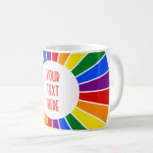 RAINBOW FLAG BUTTON RAYS + Ihr Zeichen oder Text Kaffeetasse (VorderseiteRechts)