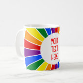 RAINBOW FLAG BUTTON RAYS + Ihr Zeichen oder Text Kaffeetasse (Vorderseite Links)