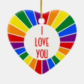 RAINBOW FLAG BUTTON RAYS + Ihr Zeichen oder Text Keramik Ornament (Hinten)