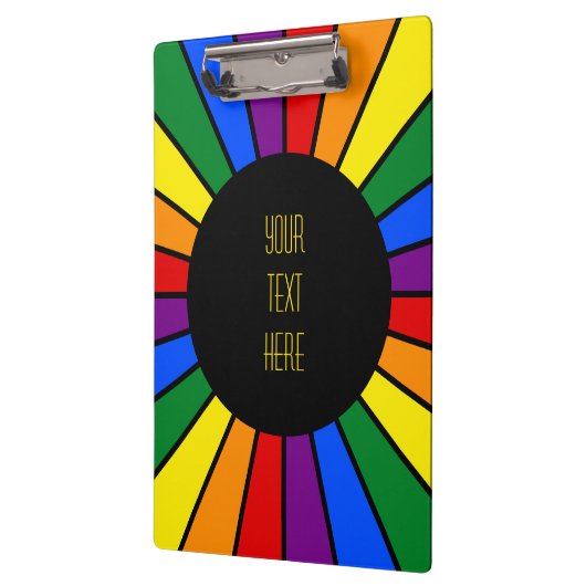 RAINBOW FLAG BUTTON RAYS + Ihr Zeichen oder Text Klemmbrett (Links)