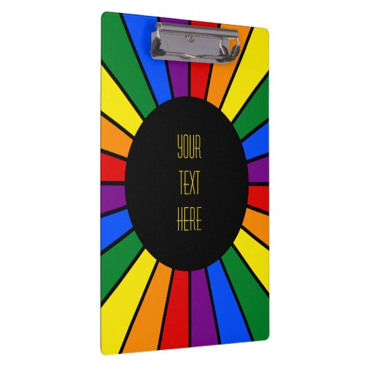 RAINBOW FLAG BUTTON RAYS + Ihr Zeichen oder Text Klemmbrett (Rechts)