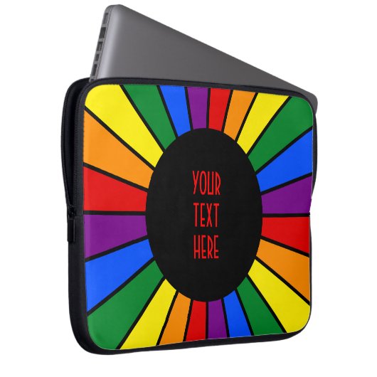 RAINBOW FLAG BUTTON RAYS + Ihr Zeichen oder Text Laptopschutzhülle (Vorne Rechts)