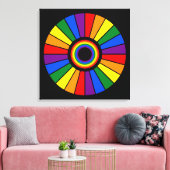 RAINBOW FLAG BUTTON RAYS + Ihr Zeichen oder Text Leinwanddruck (Insitu (Wohnzimmer))