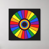 RAINBOW FLAG BUTTON RAYS + Ihr Zeichen oder Text Leinwanddruck (Vorderseite)