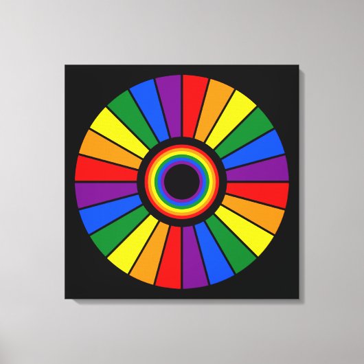RAINBOW FLAG BUTTON RAYS + Ihr Zeichen oder Text Leinwanddruck (Vorderseite)