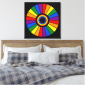 RAINBOW FLAG BUTTON RAYS + Ihr Zeichen oder Text Leinwanddruck (Insitu (Schlafzimmer))