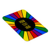 RAINBOW FLAG BUTTON RAYS + Ihr Zeichen oder Text Magnet (Rechte Seite)