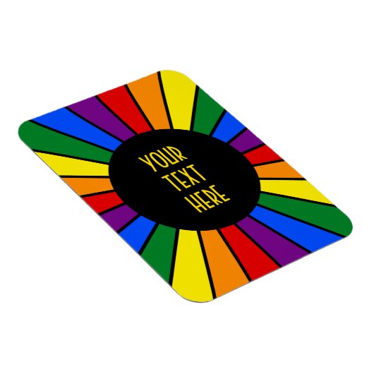 RAINBOW FLAG BUTTON RAYS + Ihr Zeichen oder Text Magnet (Rechte Seite)