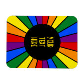 RAINBOW FLAG BUTTON RAYS + Ihr Zeichen oder Text Magnet (Horizontal)