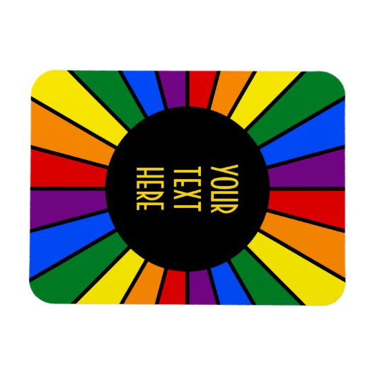 RAINBOW FLAG BUTTON RAYS + Ihr Zeichen oder Text Magnet (Horizontal)