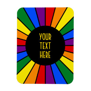 RAINBOW FLAG BUTTON RAYS + Ihr Zeichen oder Text Magnet