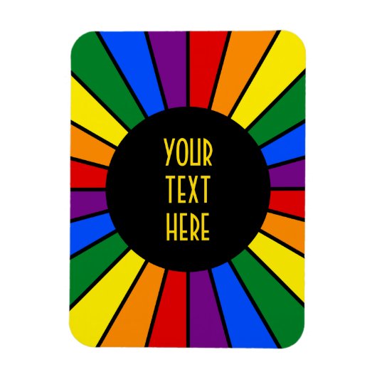 RAINBOW FLAG BUTTON RAYS + Ihr Zeichen oder Text Magnet (Vertikal)