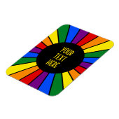 RAINBOW FLAG BUTTON RAYS + Ihr Zeichen oder Text Magnet (Linke Seite)
