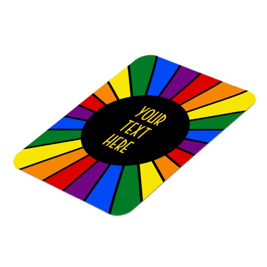 RAINBOW FLAG BUTTON RAYS + Ihr Zeichen oder Text Magnet (Linke Seite)