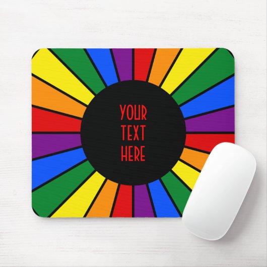 RAINBOW FLAG BUTTON RAYS + Ihr Zeichen oder Text Mousepad (Mit Mouse)