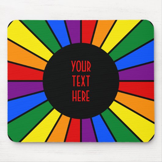 RAINBOW FLAG BUTTON RAYS + Ihr Zeichen oder Text Mousepad (Vorne)