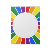 RAINBOW FLAG BUTTON RAYS + Ihr Zeichen oder Text Notizblock (Rotiert)
