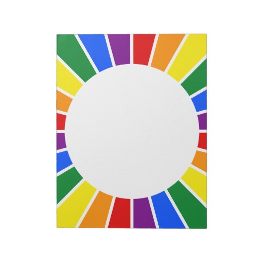 RAINBOW FLAG BUTTON RAYS + Ihr Zeichen oder Text Notizblock (Rotiert)