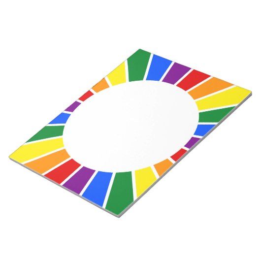 RAINBOW FLAG BUTTON RAYS + Ihr Zeichen oder Text Notizblock (angewinkelt)