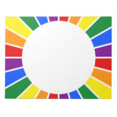 RAINBOW FLAG BUTTON RAYS + Ihr Zeichen oder Text Notizblock (Vorderseite)
