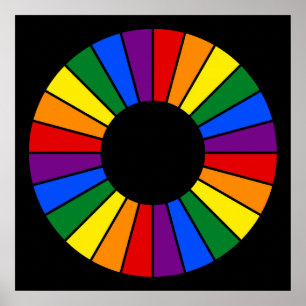 RAINBOW FLAG BUTTON RAYS + Ihr Zeichen oder Text Poster