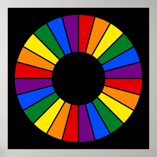 RAINBOW FLAG BUTTON RAYS + Ihr Zeichen oder Text Poster (Vorne)