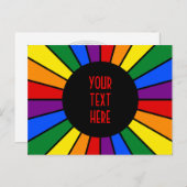 RAINBOW FLAG BUTTON RAYS + Ihr Zeichen oder Text Postkarte (Vorne/Hinten)