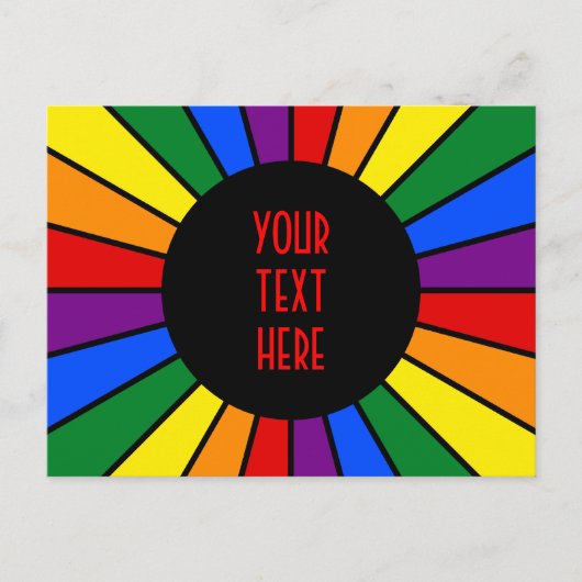 RAINBOW FLAG BUTTON RAYS + Ihr Zeichen oder Text Postkarte (Vorderseite)