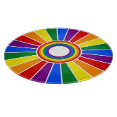 RAINBOW FLAG BUTTON RAYS + Ihr Zeichen oder Text Schneidebrett (Ecke)