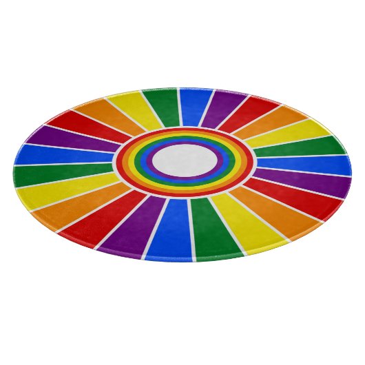 RAINBOW FLAG BUTTON RAYS + Ihr Zeichen oder Text Schneidebrett (Ecke)