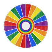 RAINBOW FLAG BUTTON RAYS + Ihr Zeichen oder Text Schneidebrett (Vorderseite)