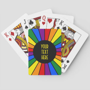 RAINBOW FLAG BUTTON RAYS + Ihr Zeichen oder Text Spielkarten