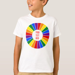 RAINBOW FLAG BUTTON RAYS + Ihr Zeichen oder Text T-Shirt