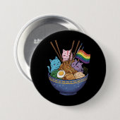 Rainbow Flag Cats Ramen Anime Gay Pride Monat LGBT Button (Vorne & Hinten)