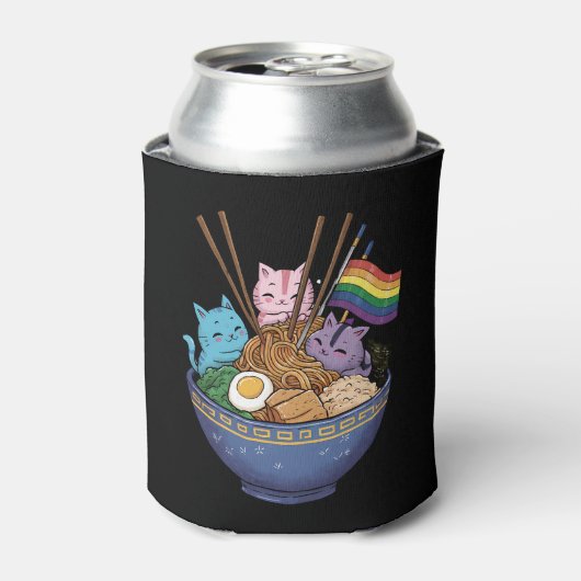 Rainbow Flag Cats Ramen Anime Gay Pride Monat LGBT Dosenkühler (Kanne Vorderseite)