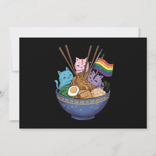 Rainbow Flag Cats Ramen Anime Gay Pride Monat LGBT Einladung (Vorderseite)
