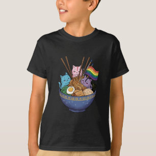 Rainbow Flag Cats Ramen Anime Gay Pride Monat LGBT T-Shirt