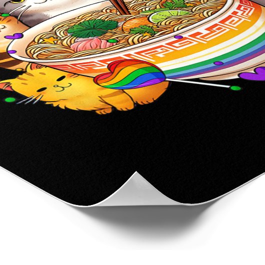 Rainbow Flag Cats Ramen Anime Gay Pride Monatsblen Poster (Ecke)