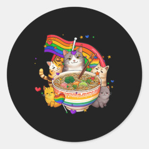 Rainbow Flag Cats Ramen Anime Gay Pride Monatsblen Runder Aufkleber